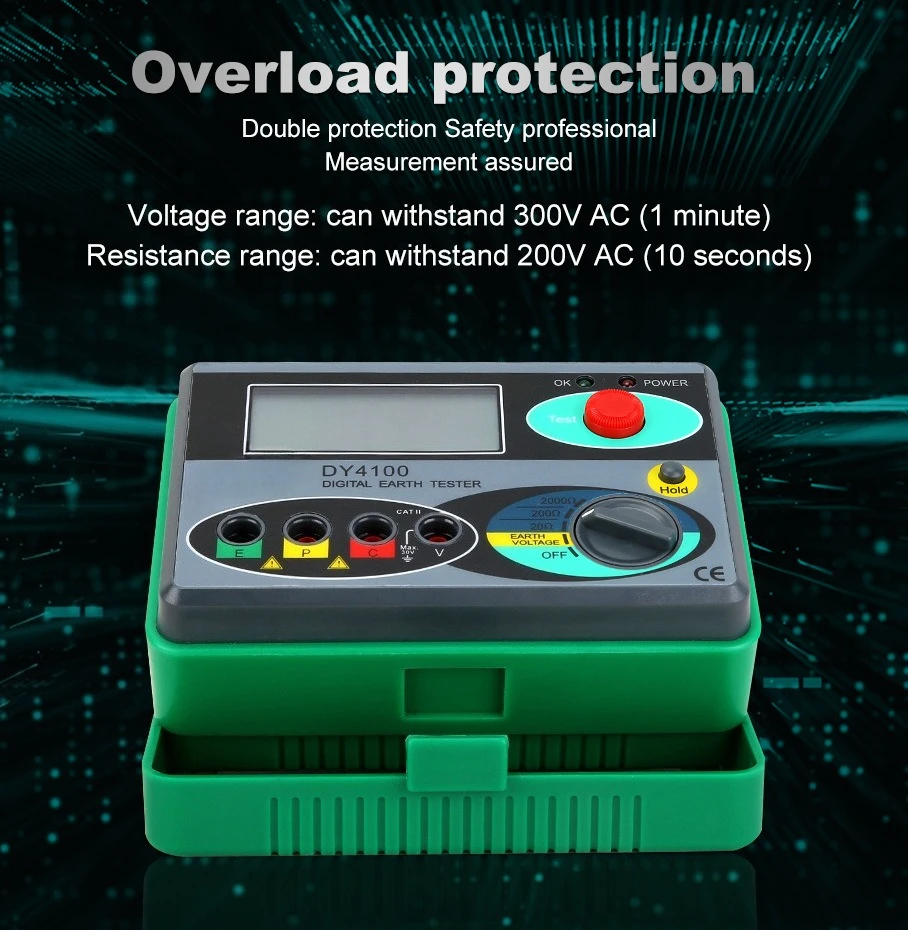 DY4100 digital grounding resistance tester, lightning protection grounding resistance tester