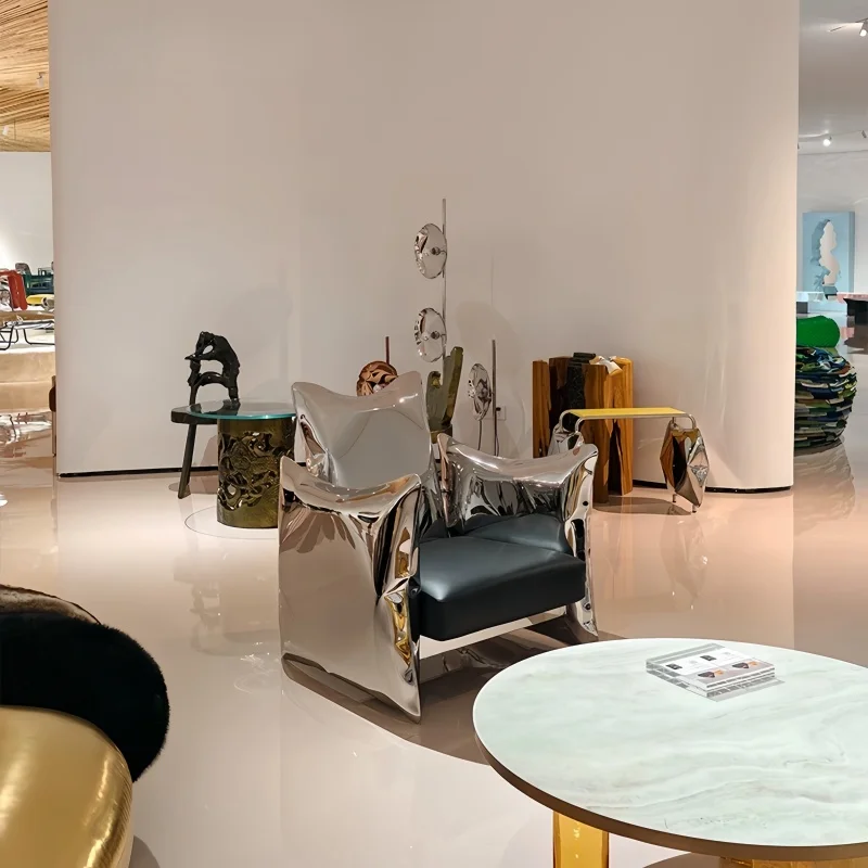 Original stainless steel single sofa chair living room art sense hotel villa negotiation chair
