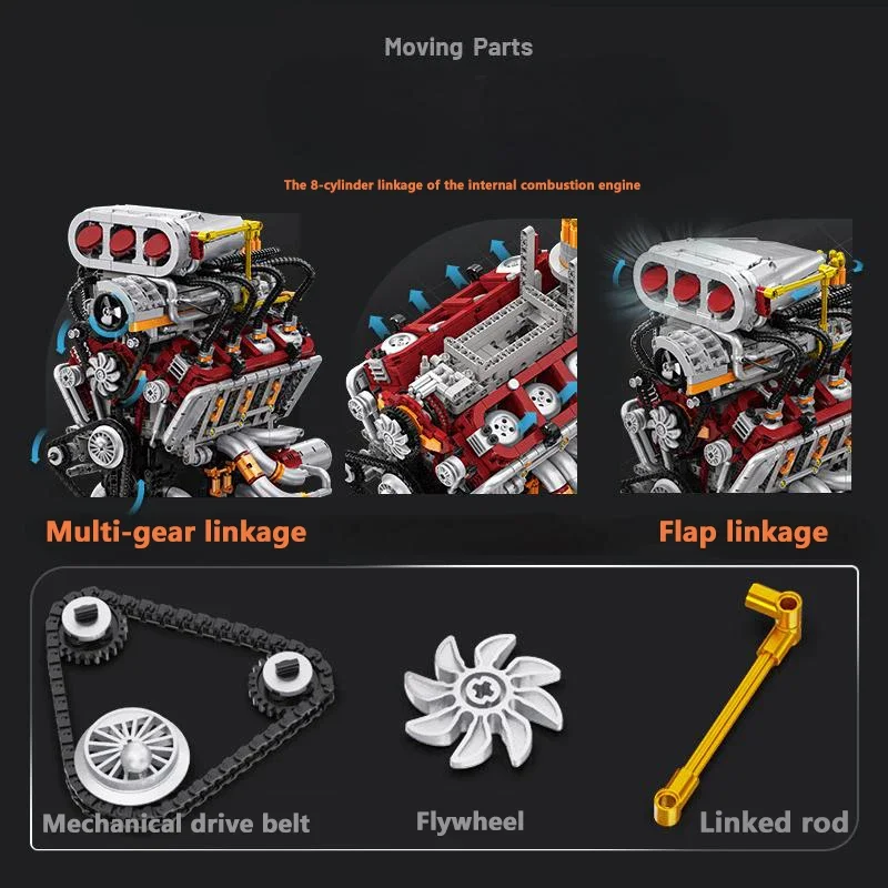 Woma Marke Bausteine Spielzeug MOC Kreativität Technische V8 Motor Modell Bricks Montage DIY Spielzeug für Jungen Geschenk Set