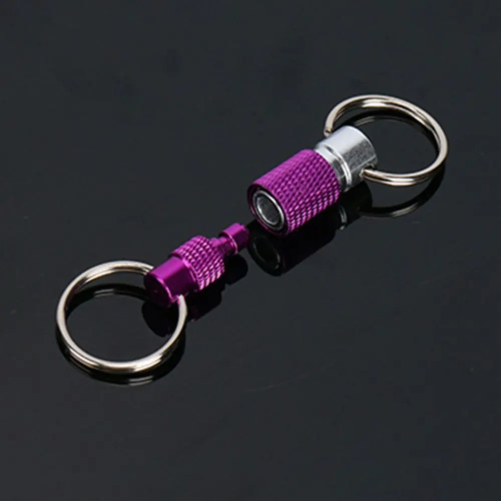 Double Headed Quick Release Keychain Aluminum Alloy 360° Rotation Clip Pull Apart Buckle Mini Quick Pull Design Keys Fob