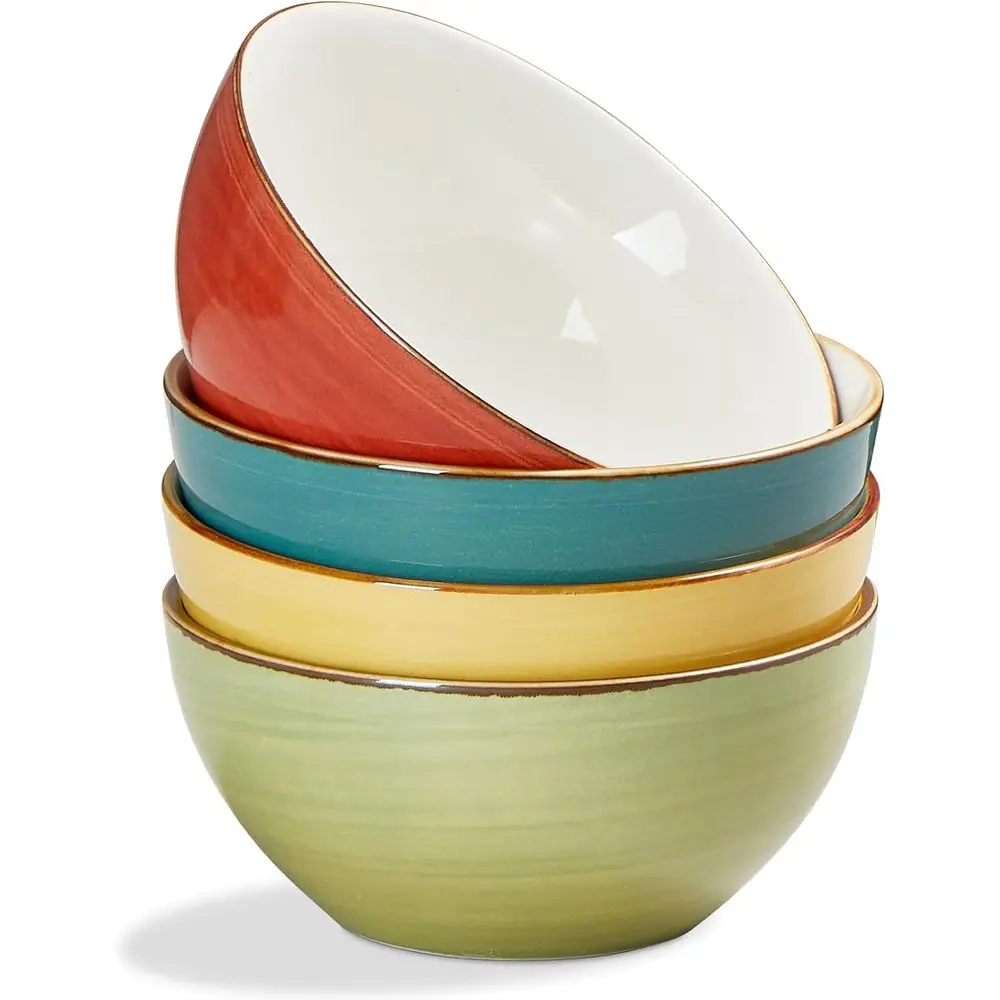 

4-Piece 16 oz Cereal and Soup Bowl Set - Dishwasher and Microwave Safe - Assorted Colors for Cereal, Salad, Pasta, 5.5