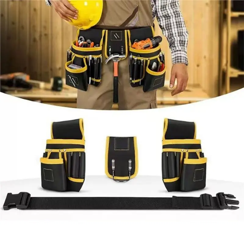 DTA4-Adjustable Multi-Pocket Tool Belt, Multifunctional Waist Tool Storage Bag For Electrician Carpenter