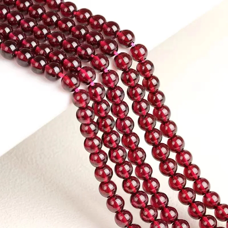 Natural Garnet Beads For Jewelry Making Diy Bracelet Beaded Necklace Pomegranate Red Stone Round Beads Jewellery Accessories