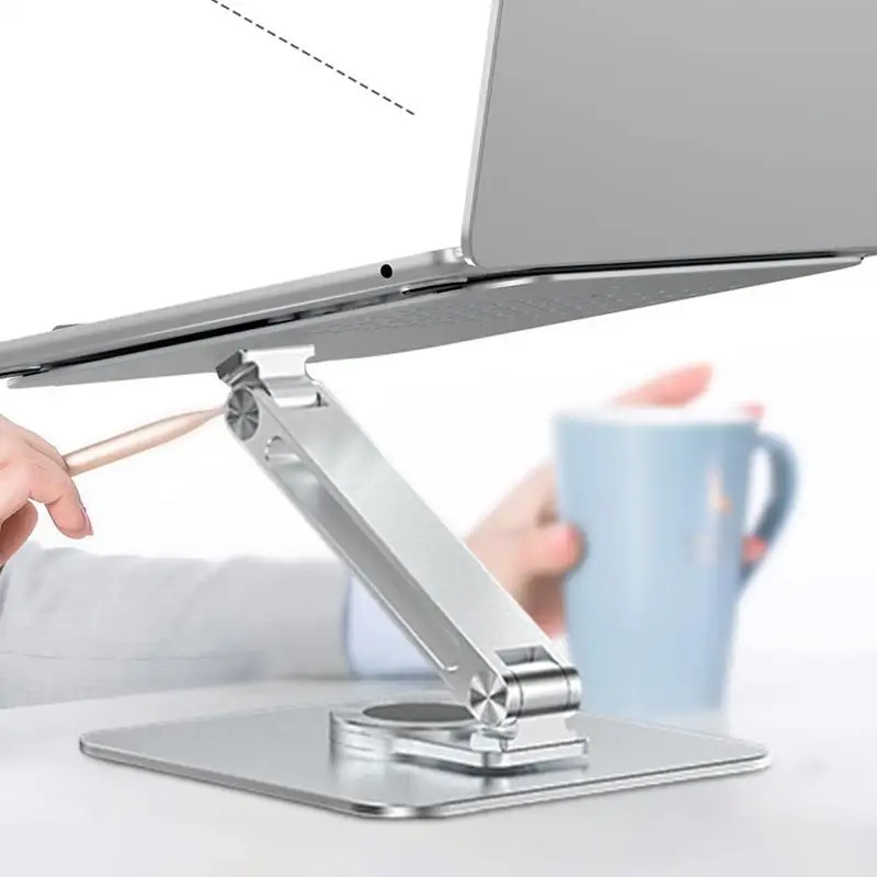 Laptop Stand With 360 Rotating Base Foldable Computer Stand Laptop Riser Holder Rotary Shaft Desktop Cooling Base Aluminum Alloy