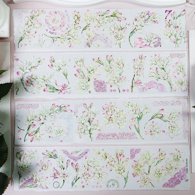 1loop Wanxiang Pink White Flower Pet Washi Tape Collage Journal Decoration