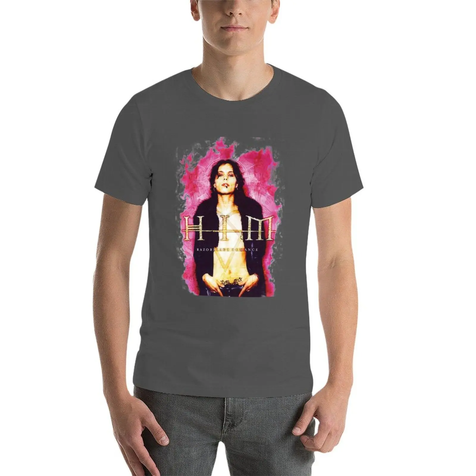 له الفرقة VV H I M- Him Ville Valo Razorblade الرومانسية الدخان تي شيرت تي شيرت مخصص طباعة أنيمي التي شيرت تي شيرت #4