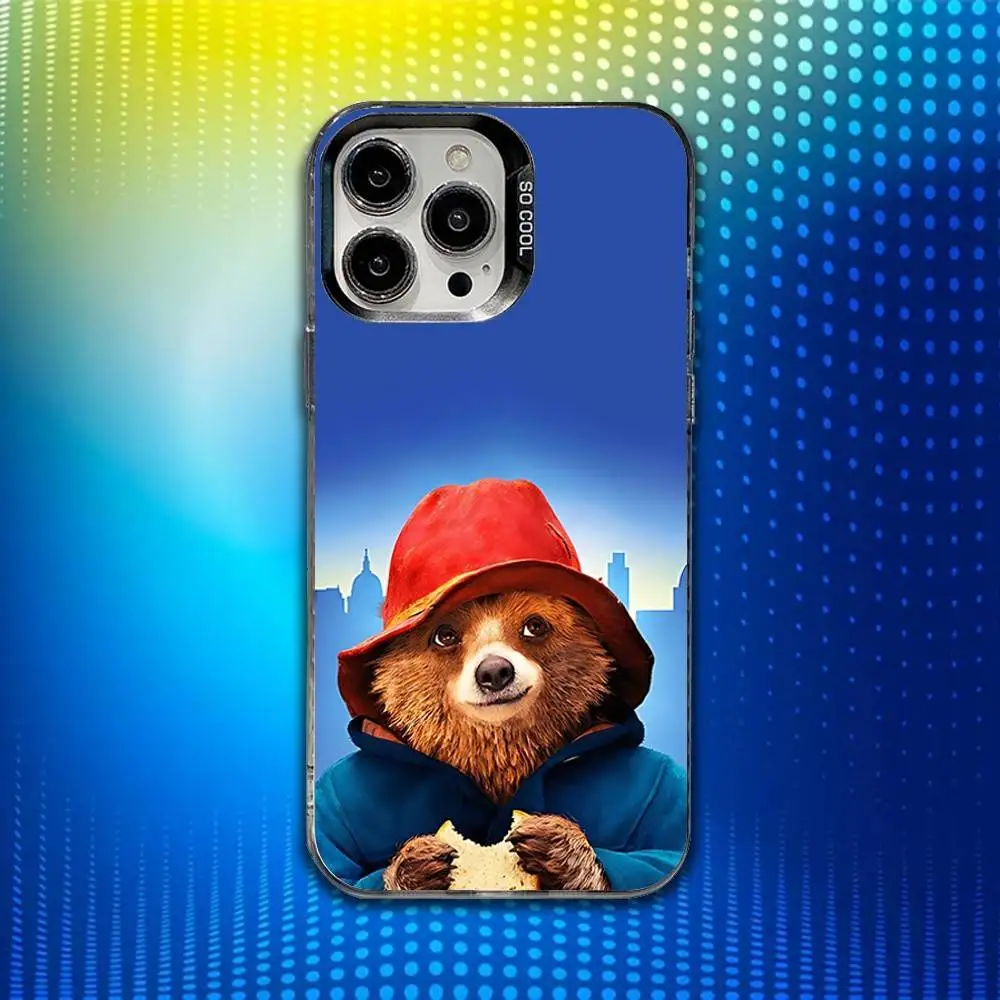 حافظة هاتف P-PaddingtonS Bear اللطيفة لهاتف iPhone 17,16,15,14,13,12,X,8,Pro,Max,Plus,E,SE4,Air,Mini IMD أسود غير لامع