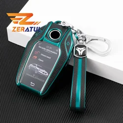 TPU Leather Car Key Case Cover For BMW LCD Smart New 5 Series 53016 Series GT Car X3 7 Series Keys Covers 740 Keyless Protector