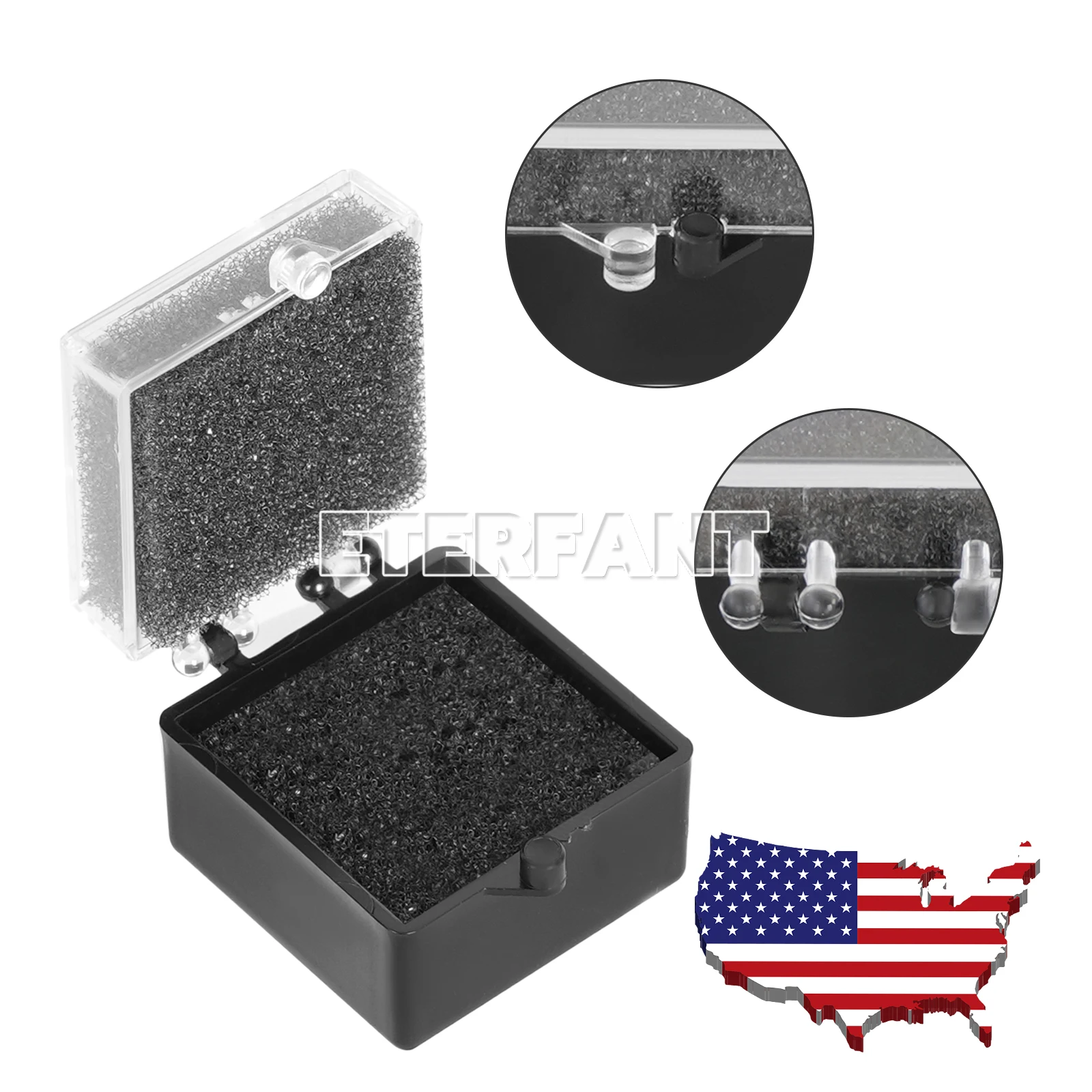 

ETERFANT 1000 шт. коробок для зубных коронок/виниров/мостовидных протезов - черные коробки для коронок 1 дюйм с прозрачной крышкой/черными губчатыми вставками