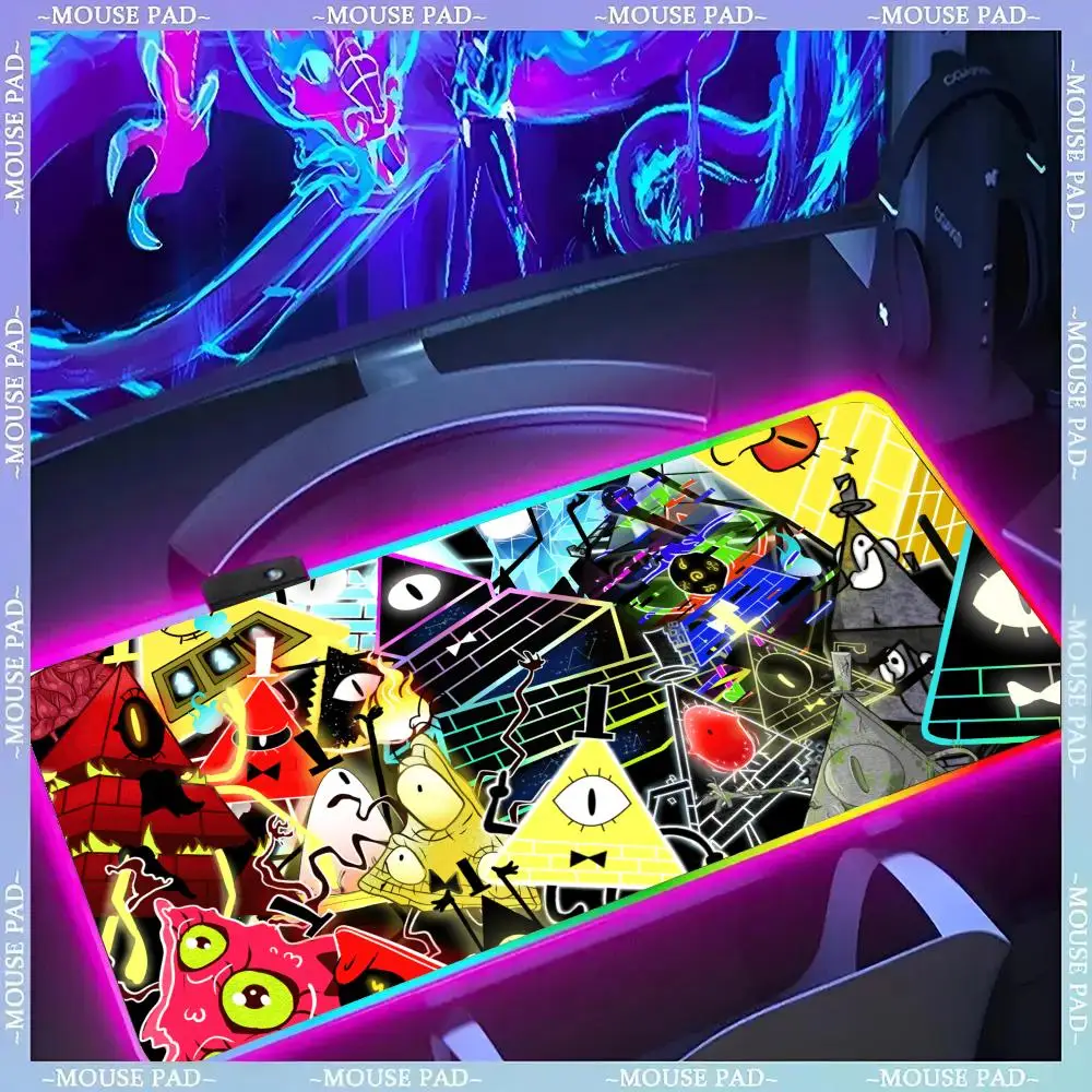 

Коврик для мыши DisneyGravity Falls, геймерский люминесцентный светодиодный коврик для мыши, игровой стол, RGB настольный коврик, клавиатура, коврик для мыши для ПК