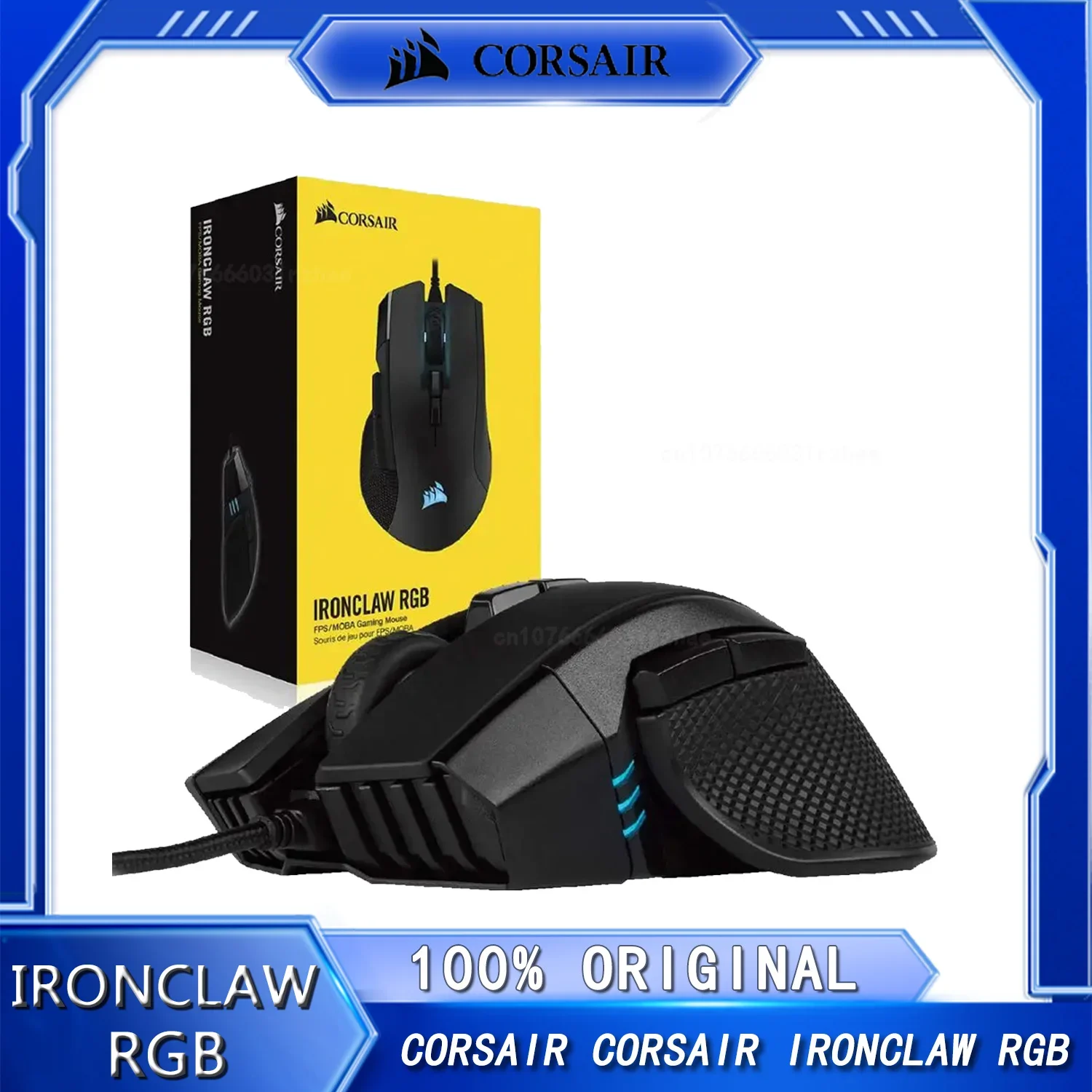 Corsair Ironclaw RGB - FPS and MOBA Gaming Mouse - 18,000 DPI Optical Sensor - Backlit RGB LED wiredBlack