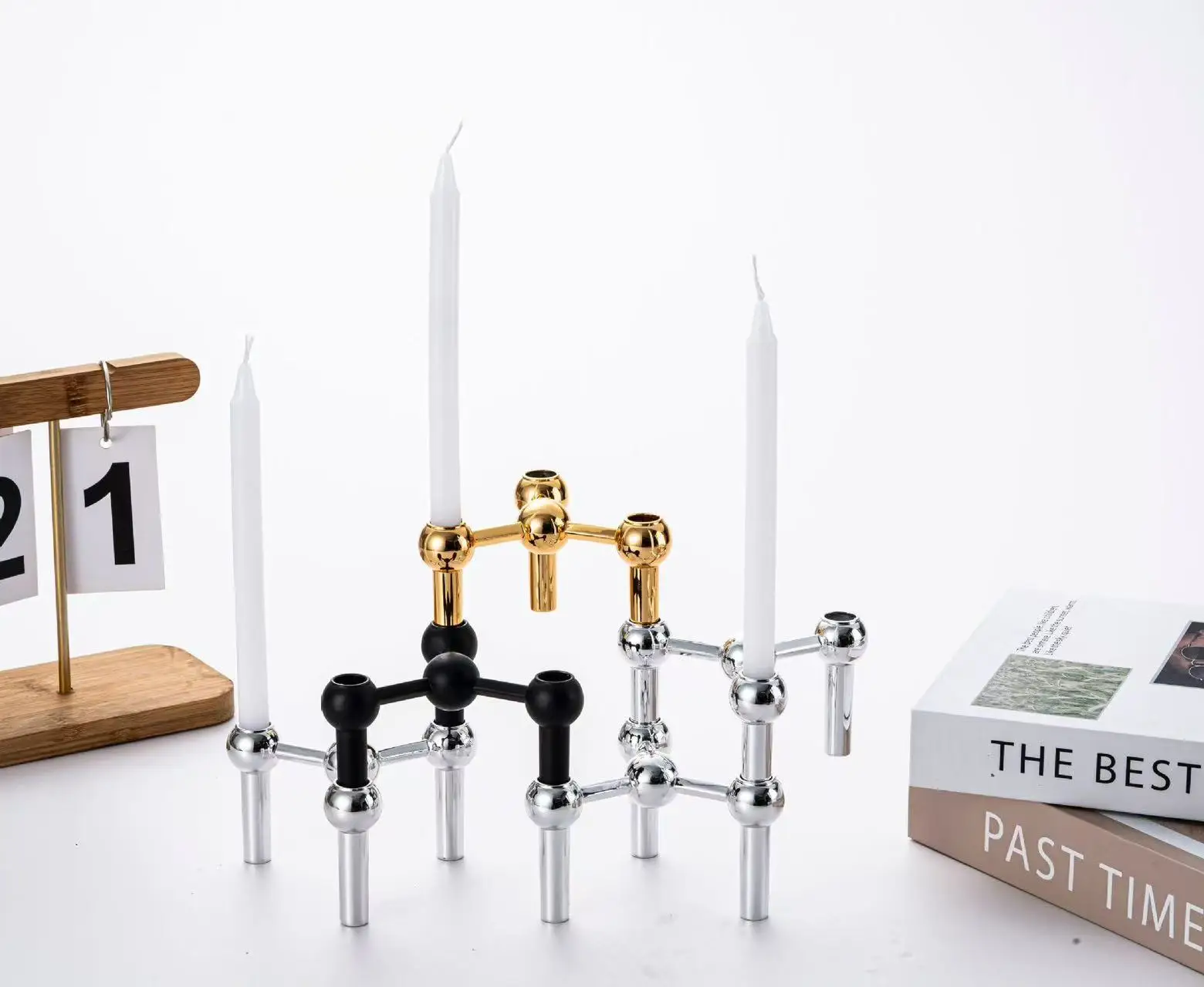 

Металлический подсвечник в молекулярном стиле, скандинавский серебряный канделябр, центральное украшение для гостиной, подарок, декор для дома