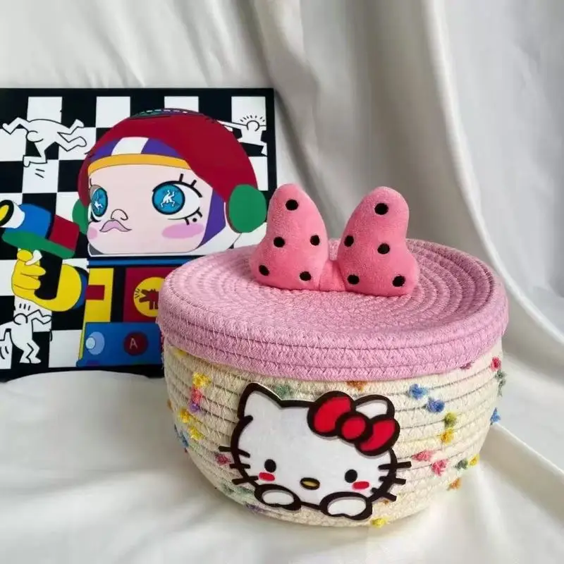 アニメーション ハローキティ シナモロール マイメロディ 麻綿靴 織物 大容量収納ボックス かわいい雑貨整理バスケット