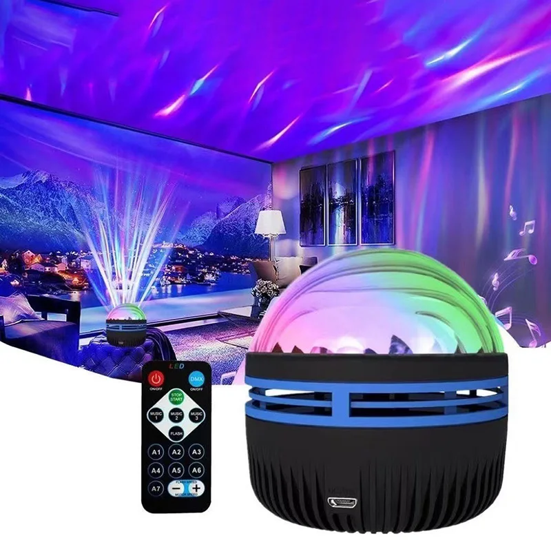 Lumière de ciel étoilé à motif d'eau en cristal LED, télécommande, projection Aurora, boule de lumière enfichable USB, scène KTV, chambre à coucher, nuit, nouveau