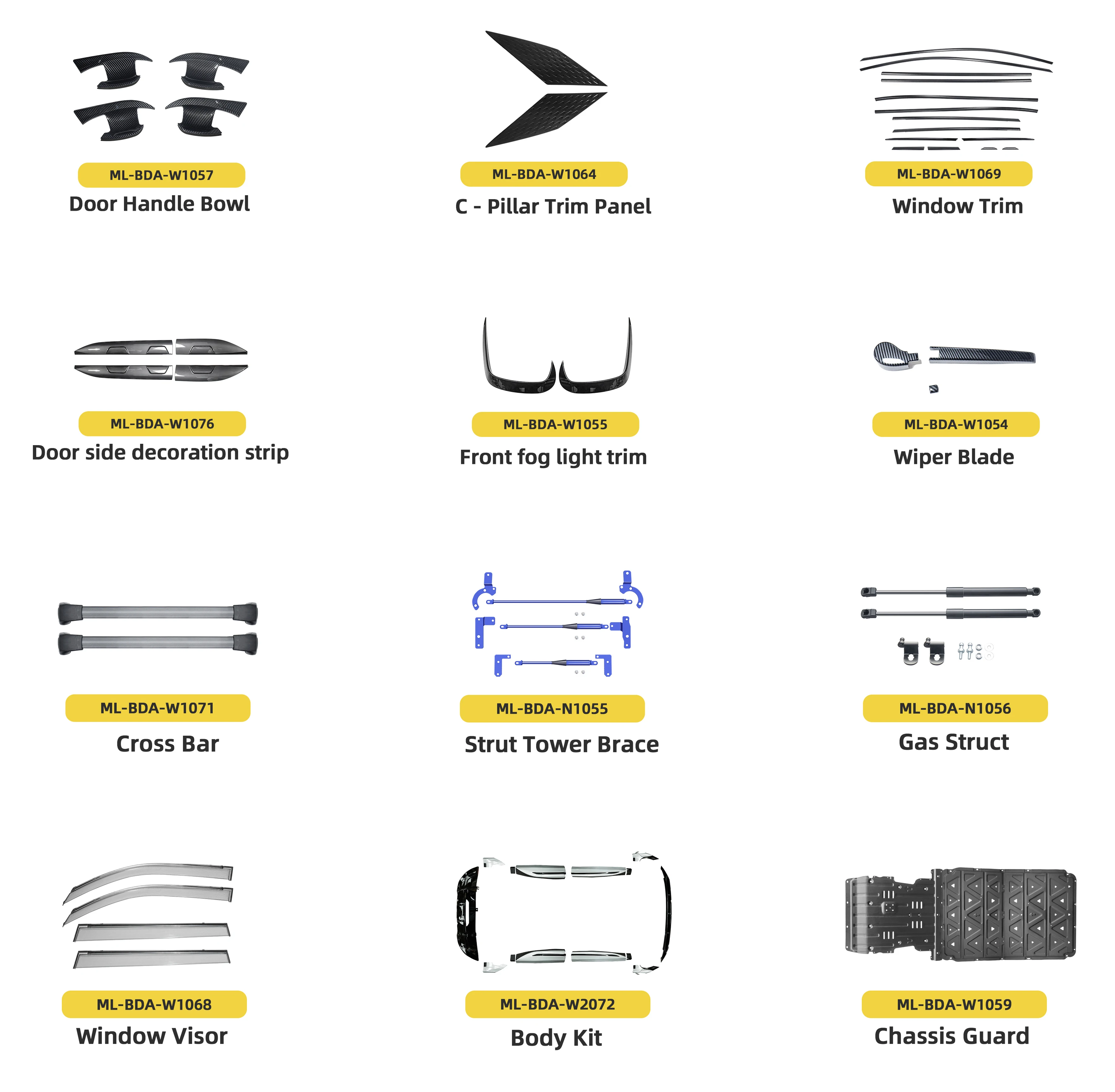 Auto Interior Accessories for BYD Atto 3 Yuan Plus Exterior Accessories Customized ABS Imitate Carbon Decorative Trims Cover