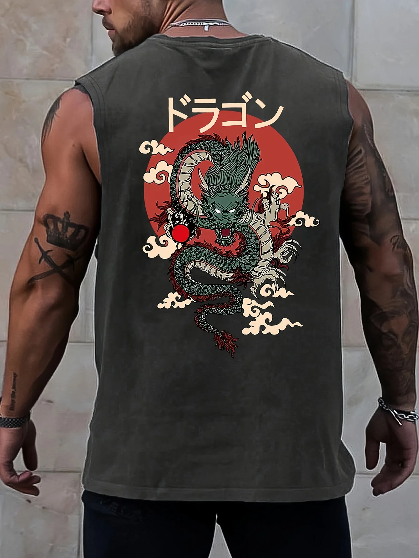 100 cotton Men's summer fashion casual sports loose bull pattern print comfortable and breathable round neck sleeveless vest