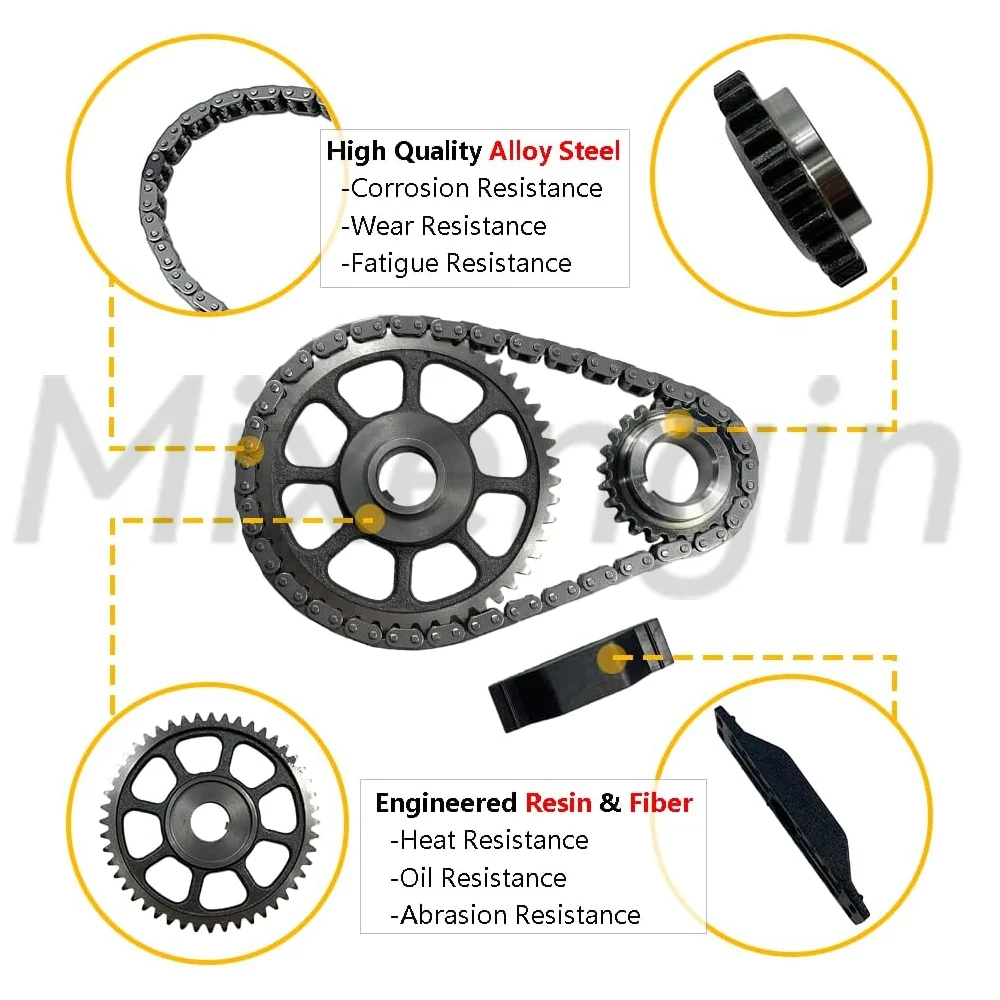 Engine Parts Timing Chain Kit For Jeep Grand Cherokee Wrangler Cherokee 4.0 L T L6 GAS OHV ERH 1999-2006 TS385B 73148 53010557AA
