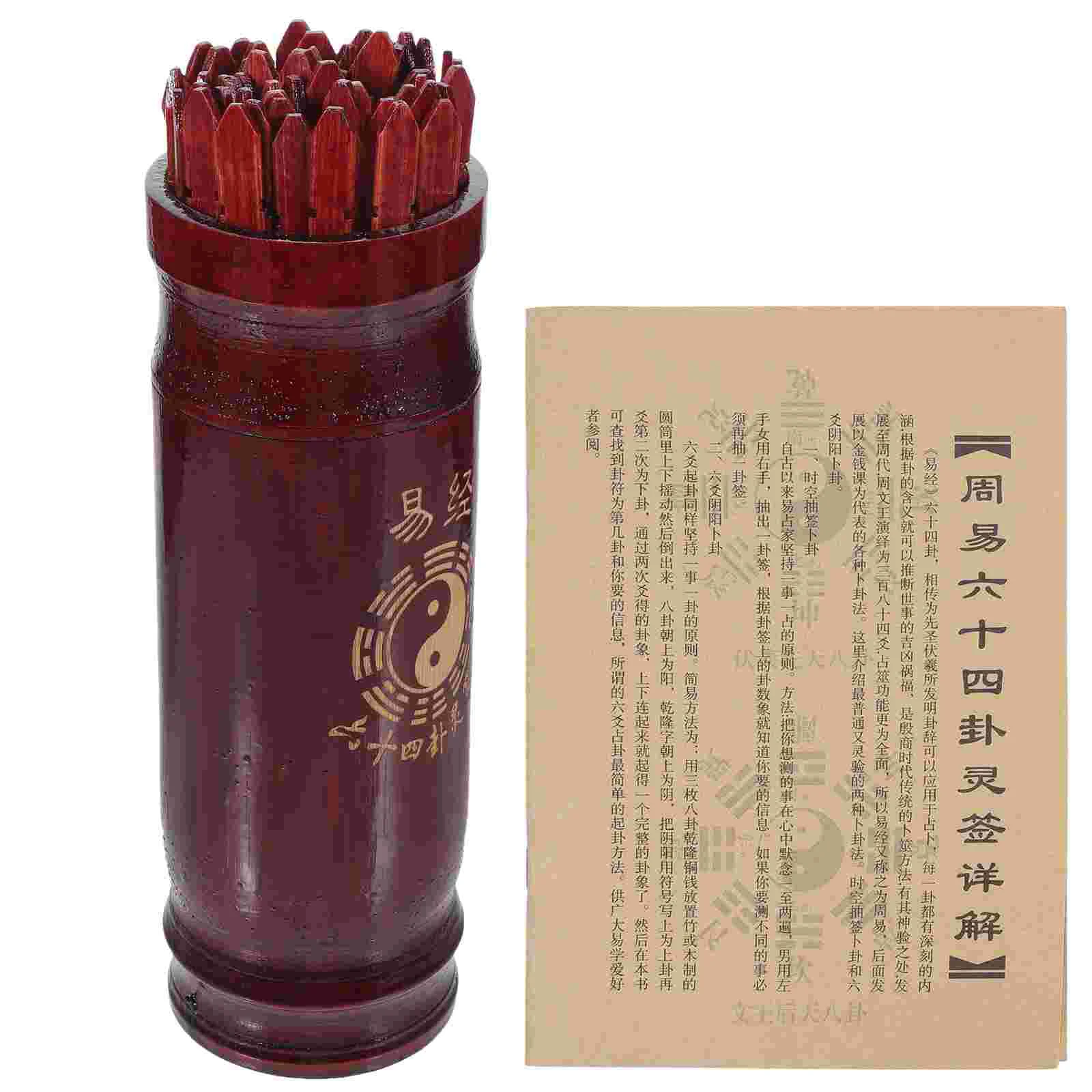 

Begging Lottery Chopsticks Fortune Wooden Vintage Chinese Divination Game Prop Telling Book