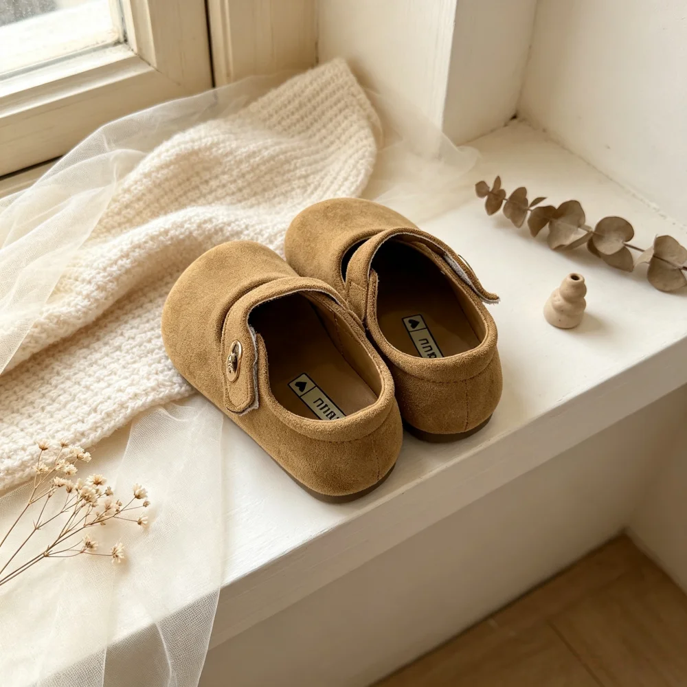 Mary Jane Schuhe aus Kunstwildleder für kleine Mädchen, einfarbig und mit Leopardenmuster, mit Klettverschluss, weiche, flache, lässige Kleiderschuhe – Detail 7