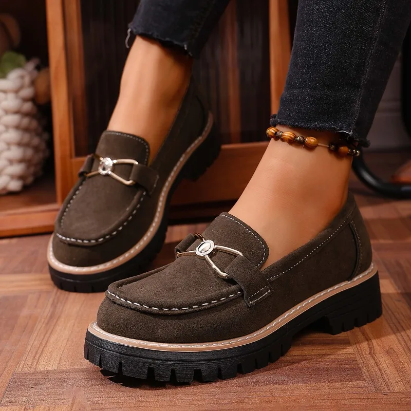 2025 حار بيع أنيقة سميكة القاع حذا فردي للسيدات ربيع الخريف جولة رئيس سميكة القاع مريحة أحذية عصرية غير رسمية #6