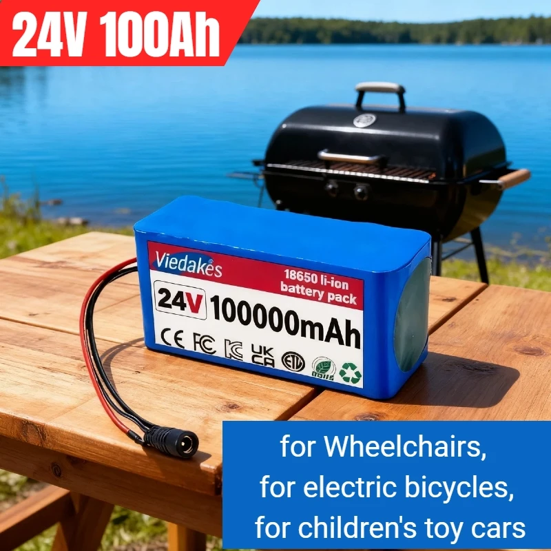 

Viedakes 7s3p 24V 100Ah 18650 lithium battery pack with BMS suitable for 24V-29.4V motors, T+DC，XT60 plug free 29.4V 2A charger