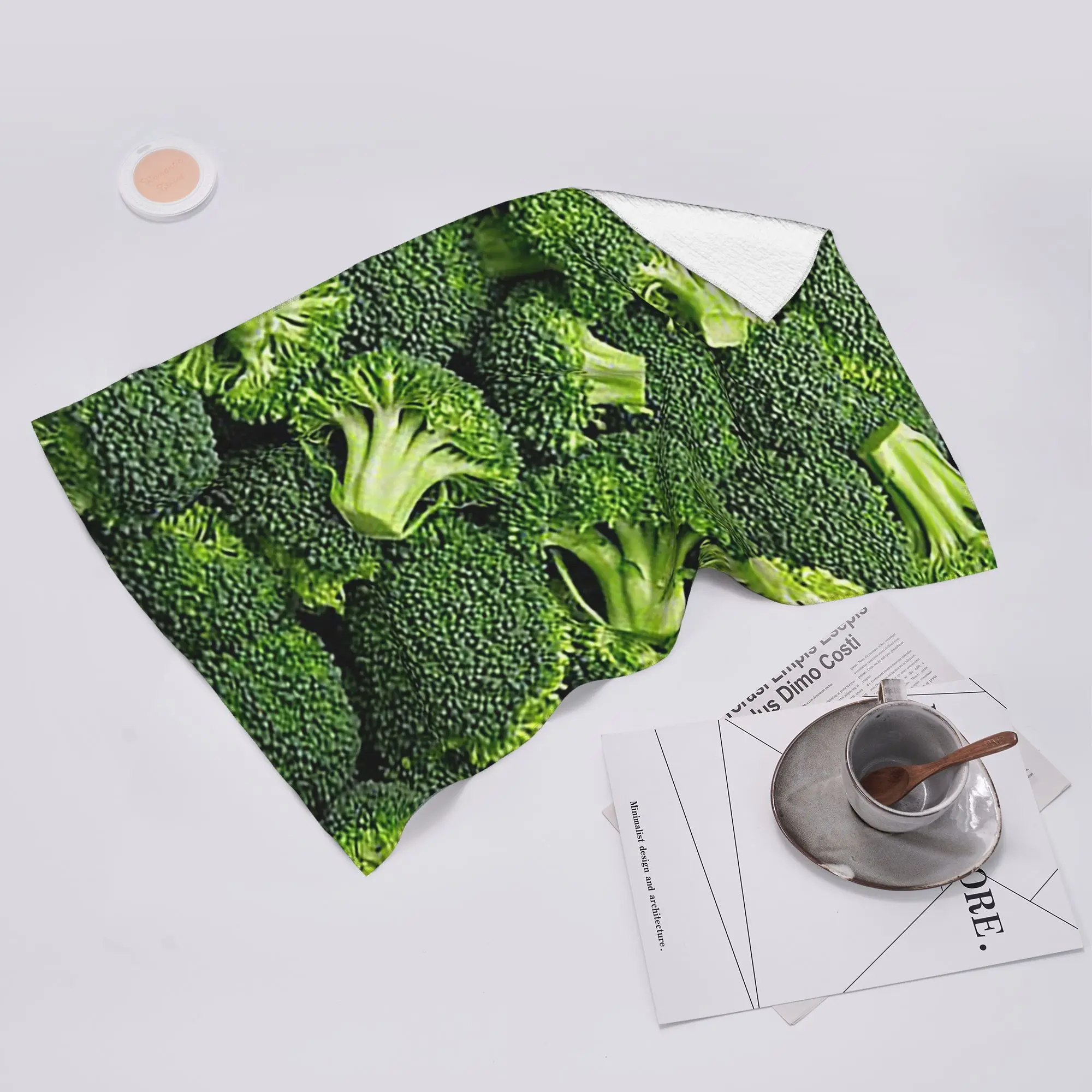 Custom Fresh Raw Broccoli Soft Face Towel Quick Dry Pool Bath Cotton Towels Breathable