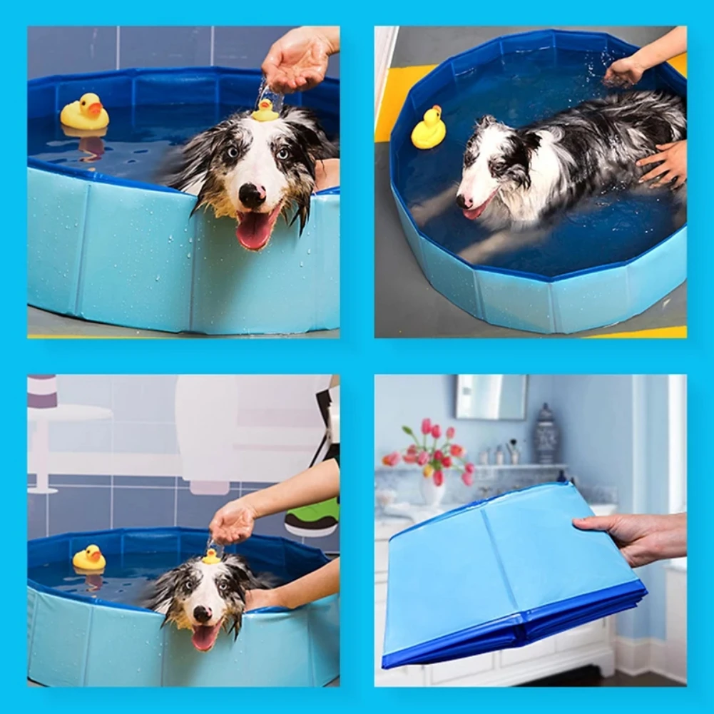 Foldable Dog Swimming Pool Pet Dog Bathing Tub Pool for Dogs Pet Indoor Outdoor Summer Cool Bath Wash Bathtub Pet Accessories