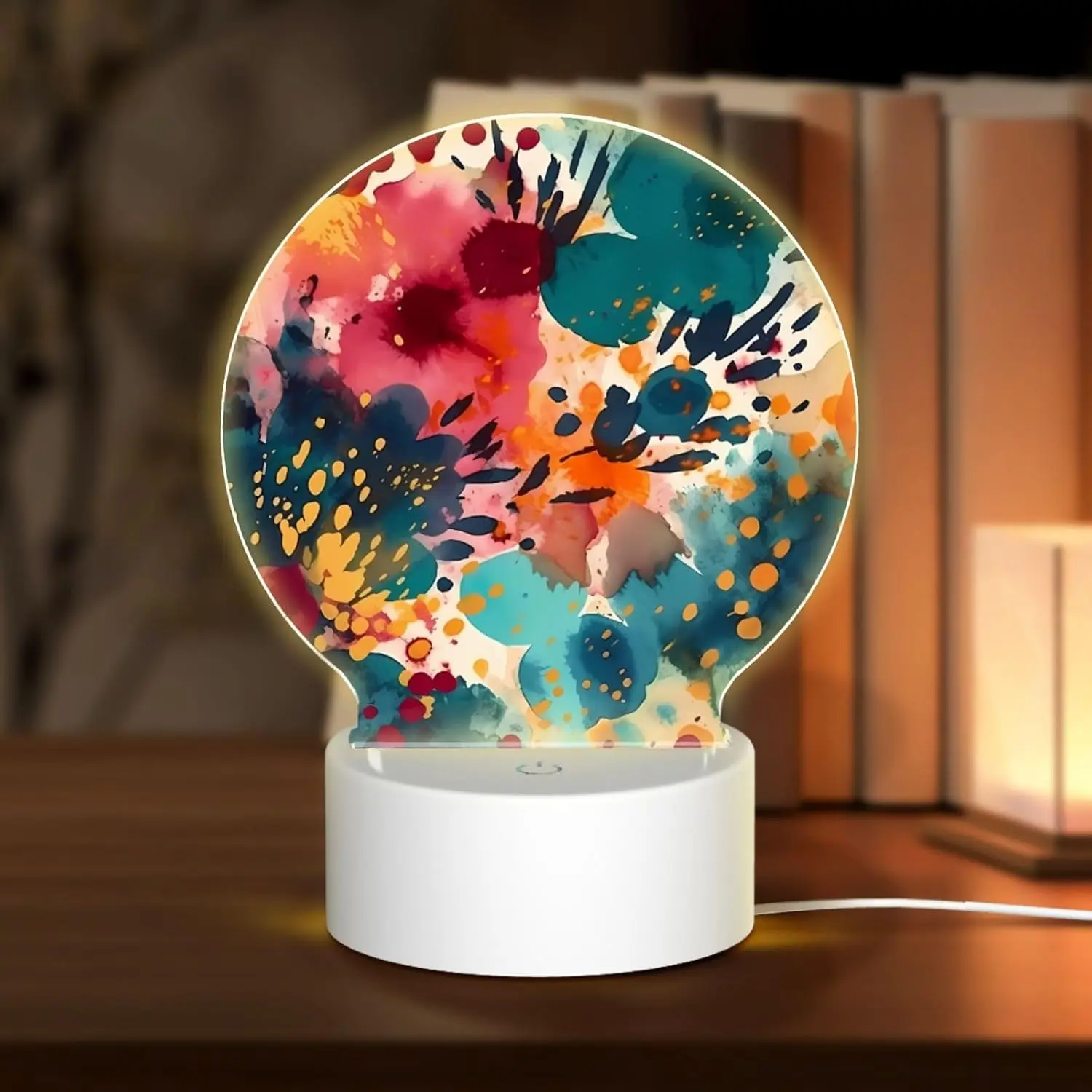 Acrylic Night Light Colorful Patterns Night Lamp with USB Bedside LED Night Light for Home Decorations Christmas Birthday Wedding Gifts