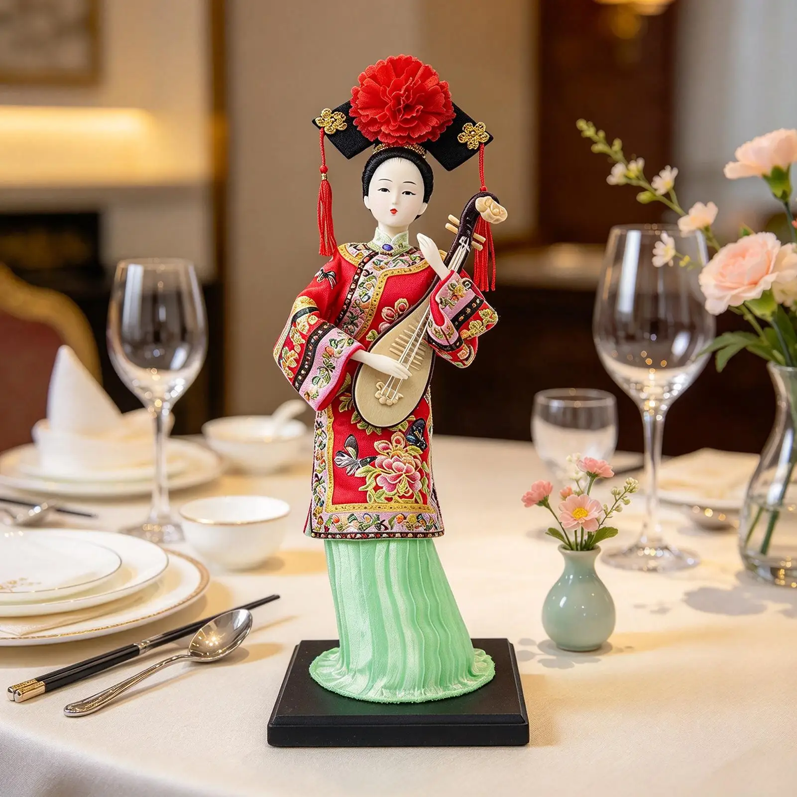 Chinese Doll Traditional Collectible Silk Decorative Ornaments Girl Ancient Character Table Figurines For Living Room Bedroom