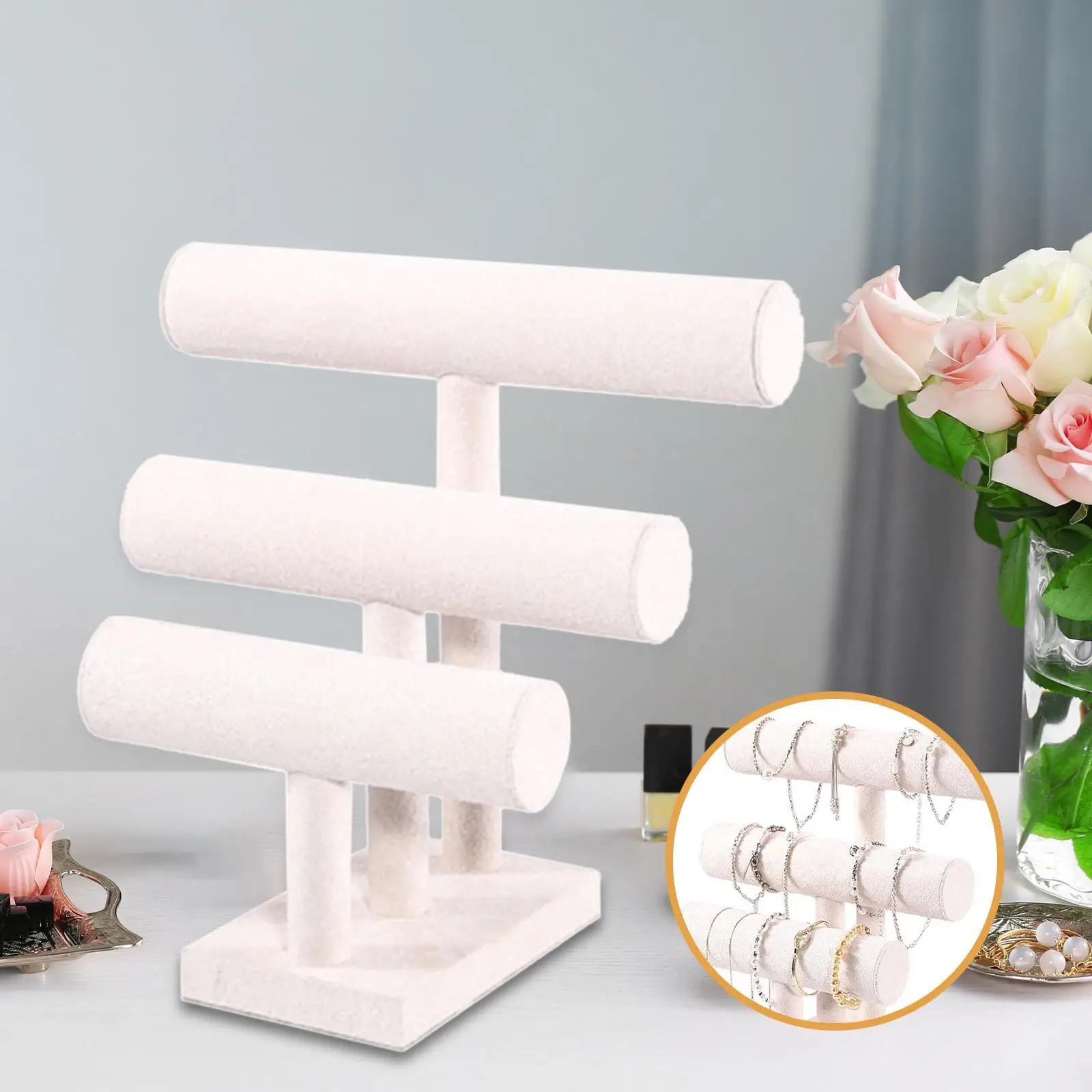

Bracelet Organizer Display Tower 3 Tier Jewelry Organizer Storage Rack for Hair Ties Scrunchies Show