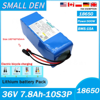 36V 7.8Ah 18650 10S3P lithium battery pack 200W 500W built-in 15A BMS rechargeable battery toy battery