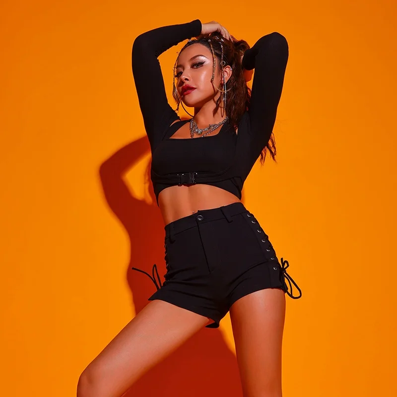 ملابس رقص الجاز المثيرة للنساء، بدلة تدريب، طقم فرقة رقص كورية، ملابس رقص الجاز على الطراز الكوري، أزياء نسائية عصرية