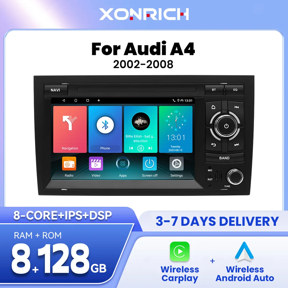 Android 14 Autoradio Per Audi A4 B8 B6 B7 S4 B7 B6 RS4 B7 SEAT Exeo Wireless Carplay IPS Navigazione DSP 4G Wifi Multimediale