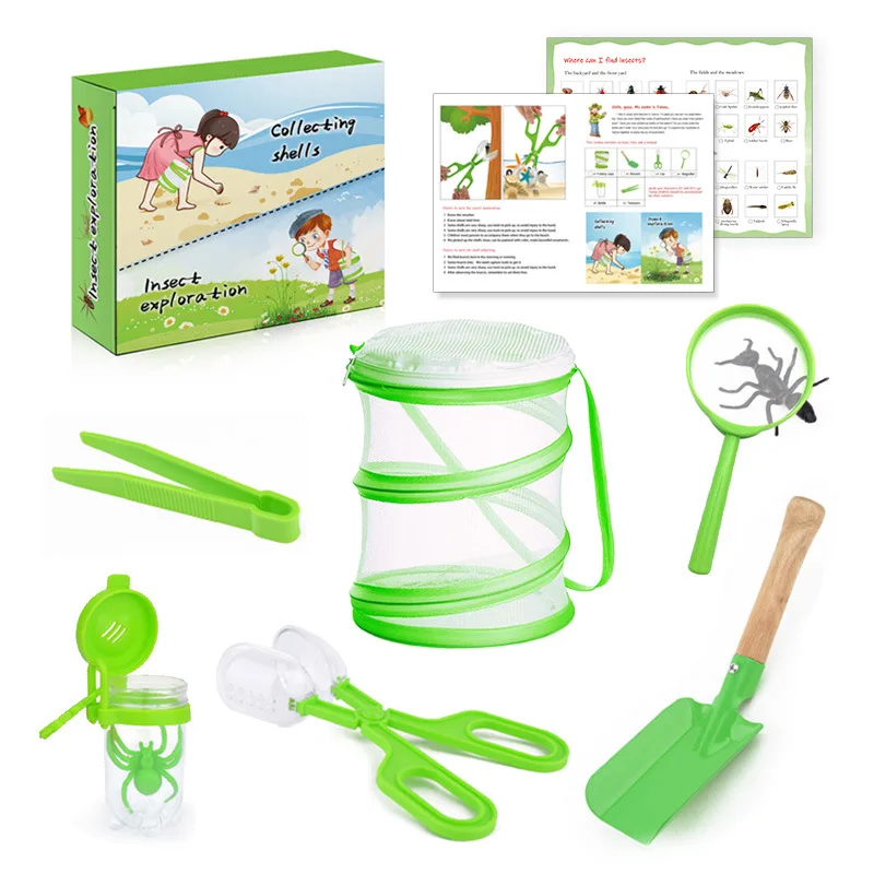 Outdoor-Abenteuer-Tools 7 stücke Insekten beobachtungs box Falt käfig Insekten haus Falle Set Kinder Wissenschaft Natur Explorations werkzeuge