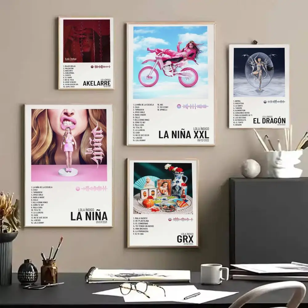 L-Lola Indigo Singer Album Poster Stickers HD Waterproof Painting Wall Art for Bedroom Living Room Home Decor Decoration Gift