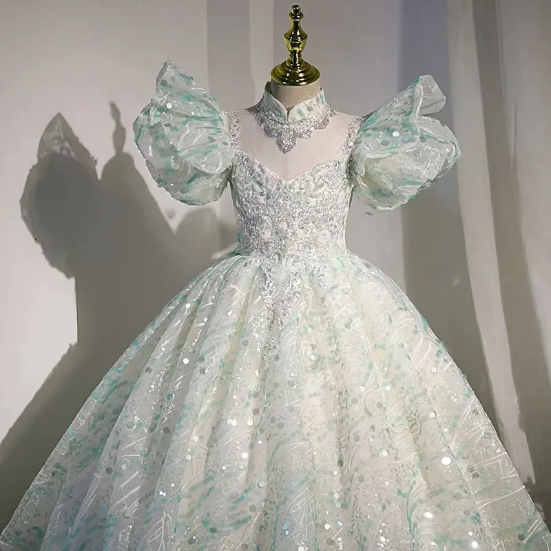 Robe de Rhen dentelle à plusieurs niveaux pour enfants, appliques mignonnes, robes de demoiselle d'honneur pour mariage, première communion, fête d'anniversaire, 2023