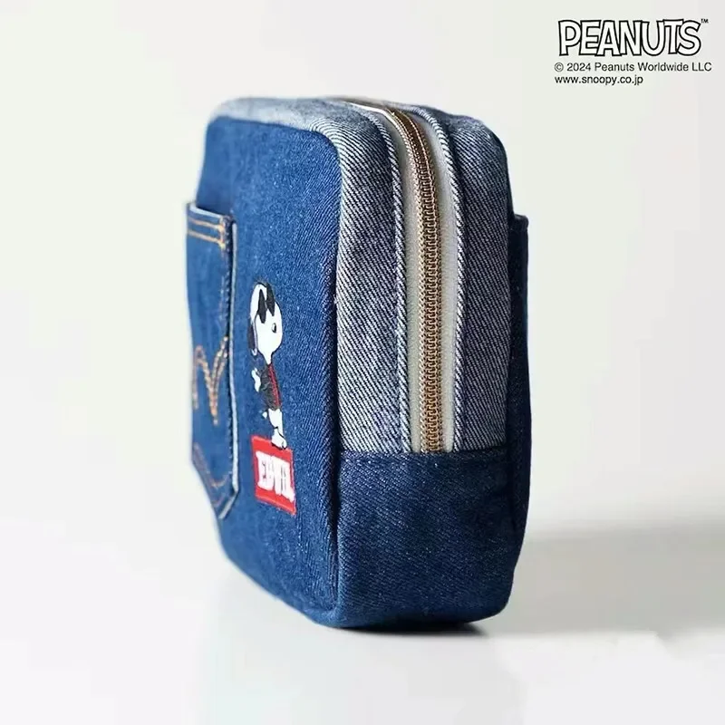 스누피 데님 보관 가방 휴대용 지갑 키 카드 쥬얼리 동전 여행 메이크업 주최자 패션 남성 여성 애니메이션 지퍼 클러치 백