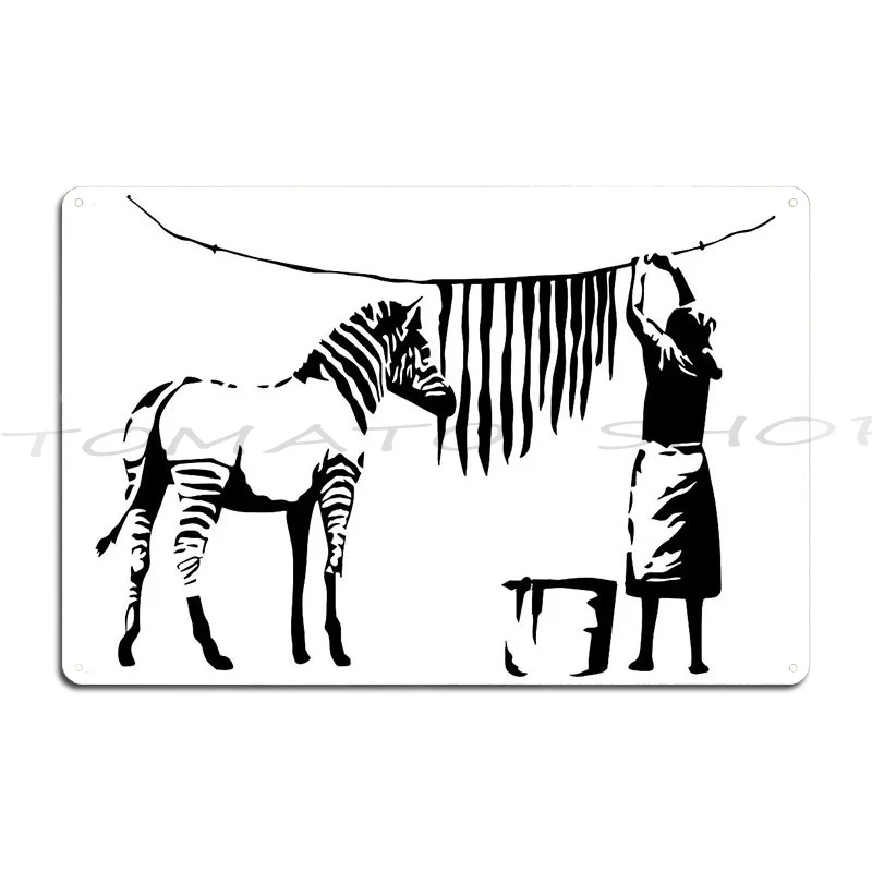 Zebra Wash Stencil Metal Plaque Wall Mural Pub Mural Garage Custom Tin Sign Poster