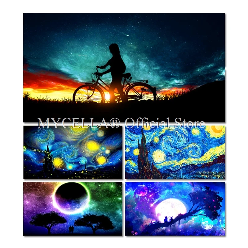 Landscape Moon Starry Sky Full 5d Diy Diamond Painting Jewelry Cross Stitch Complete Kits Mosaic Embroidery Home Decoration Art