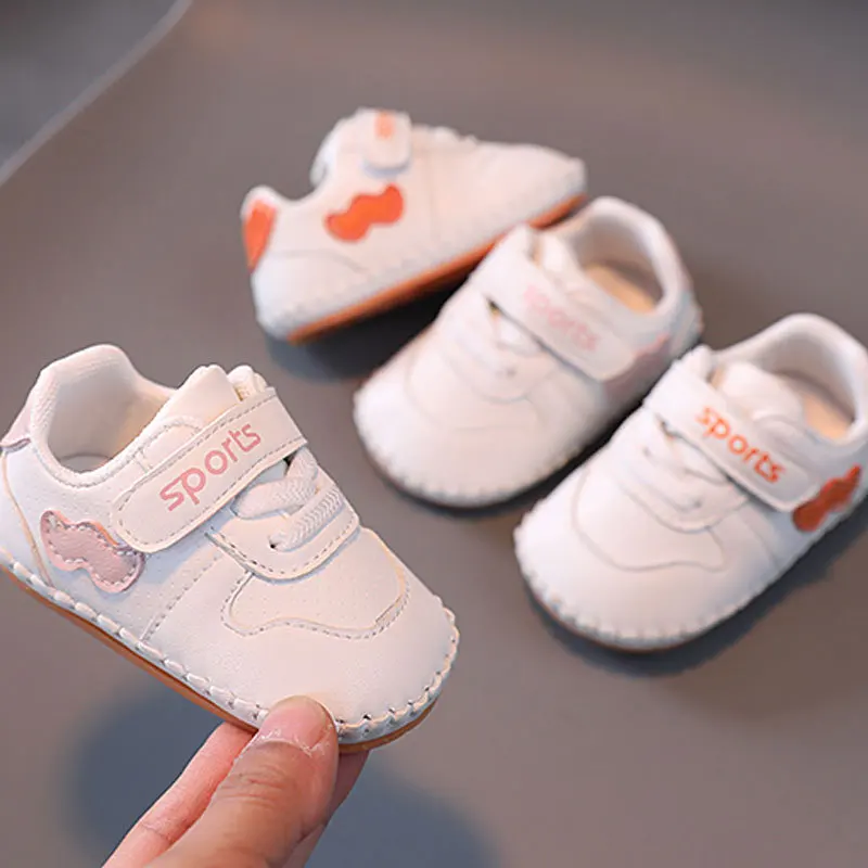 EWODOS Toddler Girl Sneakers Letter Print Soft Sole Baby Flats Breathable Infant Walking Shoes for Newborn Baby Casual Shoes