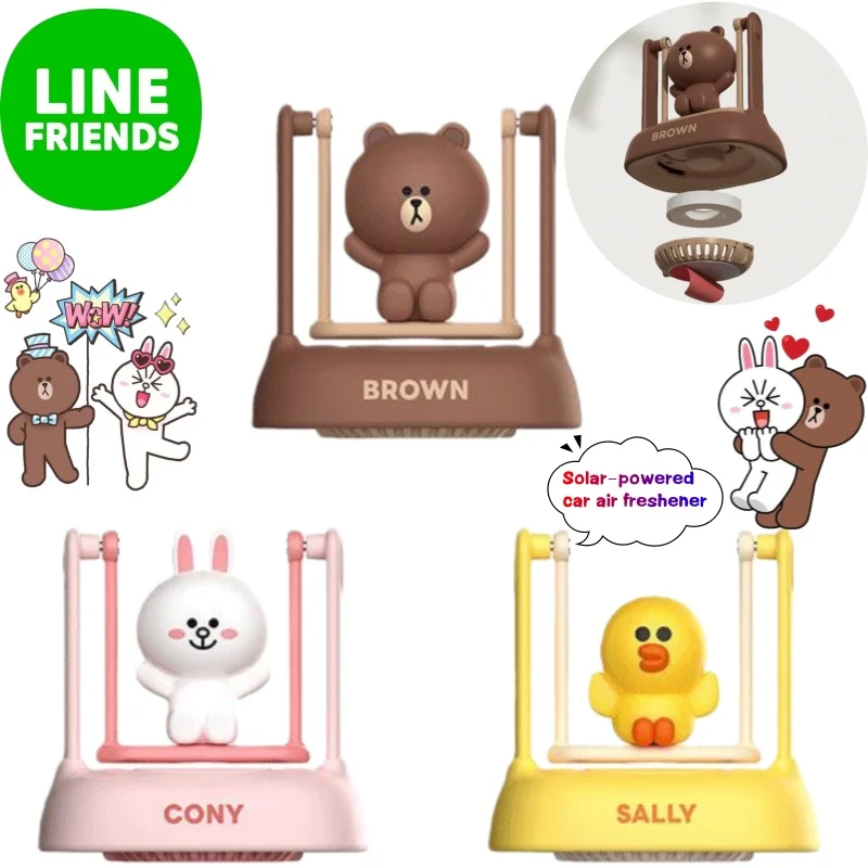 

Line friends Brown Cony Sally Solar Car Aromatherapy High Color Value Cartoon Doll Shape Creative Desktop Hand Ornaments Gift