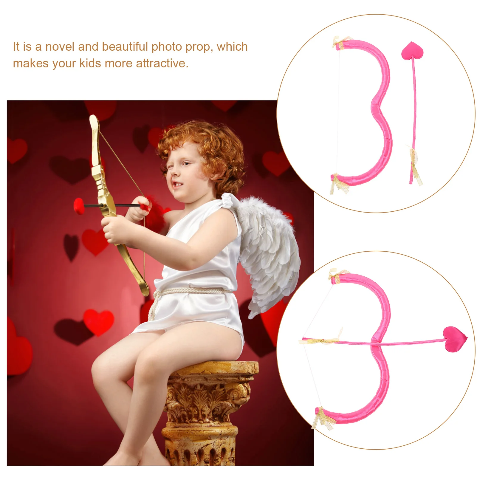 1 set 1 set di oggetti di scena in schiuma per arco di Cupido freccia puntelli costume arco freccia festa cosplay fotografia decorazione accessorio