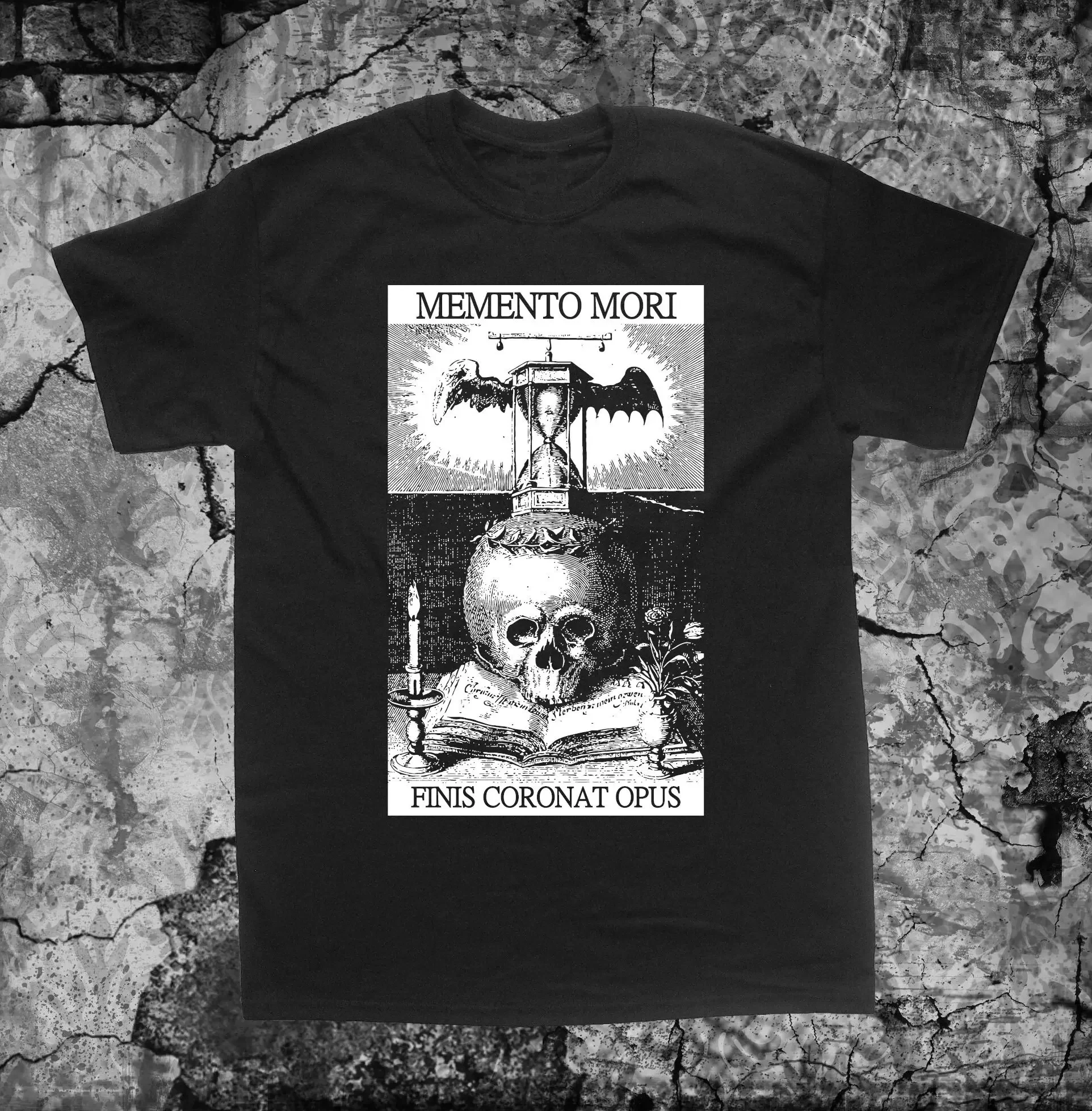 Memento Mori Shirt Cat Star Pentagram Symbol Skull Occult