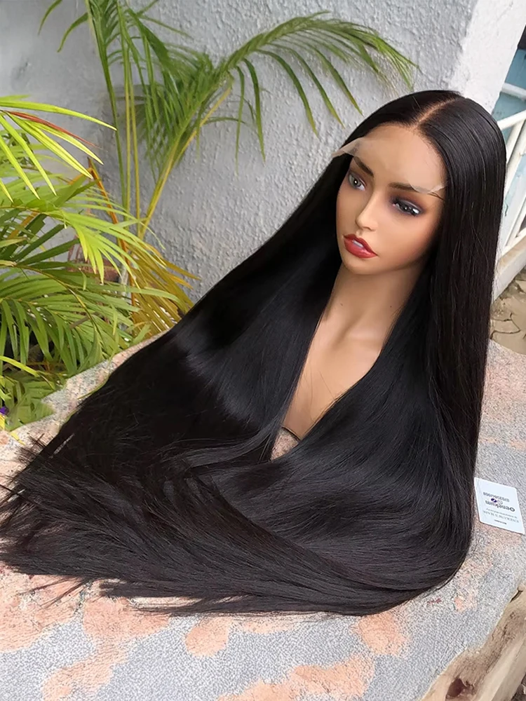 

13x6 13x4 HD Bone Straight Human Hair Lace Frontal Wigs 300% Density 40 46 Inches 360 Full Lace Front Human Hair Wigs For Women