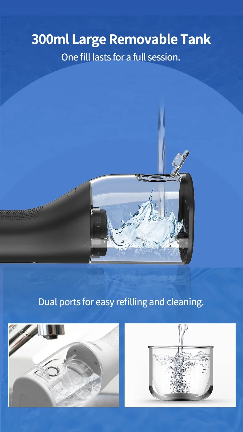 Water Flossers Oral Irrigator Rechargeable Portable Dental 4 Modes Water Tank for Teeth 300ML Waterproof Teeth Cleaner