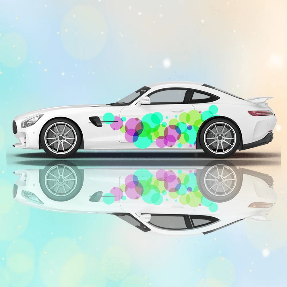 

2pcs Colorful Dream Circle Car Side Wraps, Self-Adhesive PVC Waterproof & Scratch-Resistant Stickers, Car Accessory Gift
