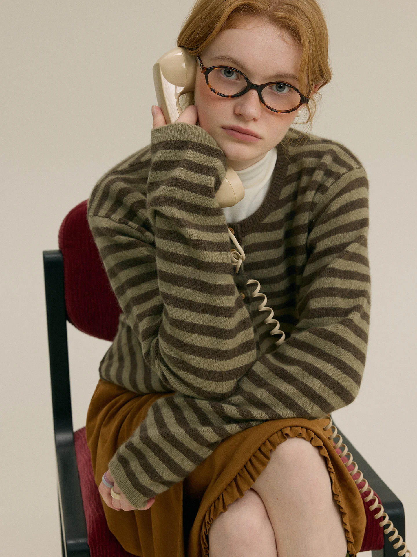 

Rina Berry Casual Knitted Cardigan round Ne Color Blo Design Basic Autumn Winter Sweater Soft Breathable Women's Faion