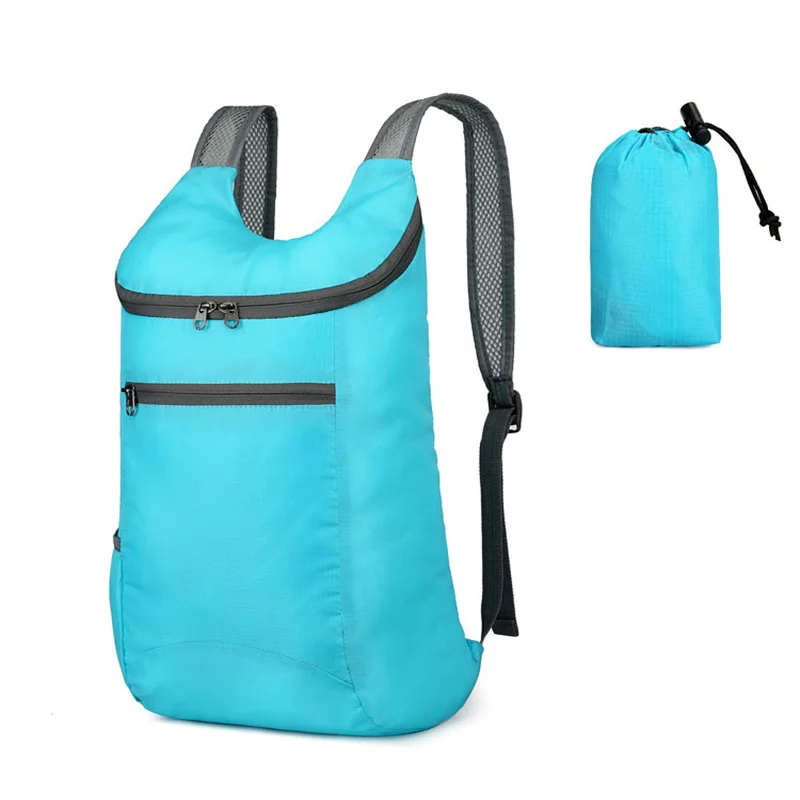 Bolsa dobrável leve para homens e mulheres, impermeável, grande capacidade, mochila portátil, viagem ao ar livre, caminhadas, 20l