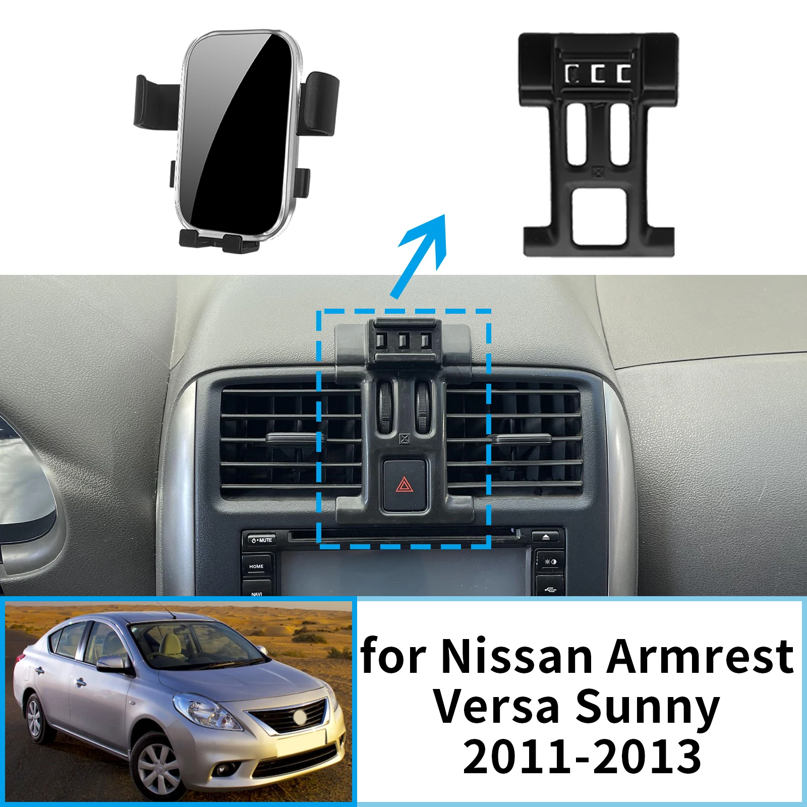 

for Nissan Armrest Versa Sunny N17 2011 2012 2013 Car Mobile Phone Holder Stand Auto Accessories GPS Bracket Navigation