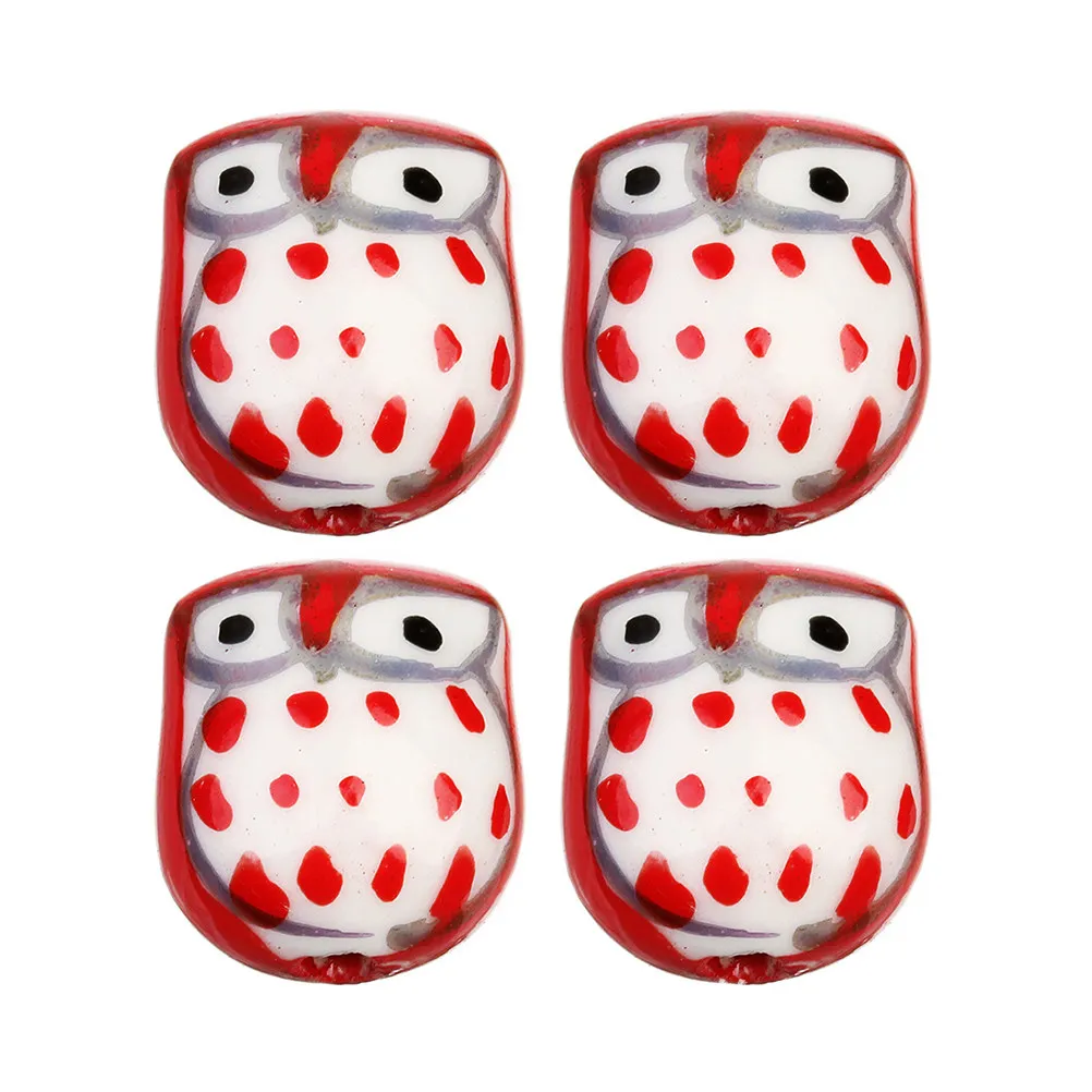 

10 шт. стильных керамических бусин в форме мультяшной совы, набор для рукоделия, гладкий дизайн с отверстиями для изготовления ожерелий, браслетов, украшения одежды